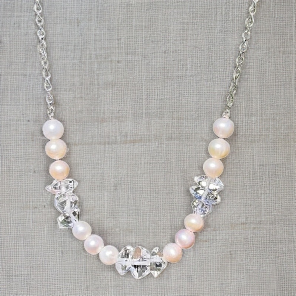 Hand Made Diamond Pearl Necklace